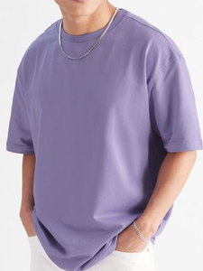 Camiseta personalizada para hombre 100% algodón de gran tamaño con hombros caídos, ropa de calle, camiseta ajustada en blanco para hombre - Product Image 3