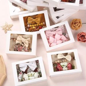 4 Pcs/Set Bavoirs en lin et coton pour bébé Bandeau élastique avec attache-<span class=keywords><strong>sucette</strong></span> pour bébé Accessoires pour bébé filles Coffret cadeau - Product Image 3