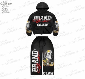 High Quality 500gsm Winter Two Piece Baggy Sweatpants and Hoodie Set Custom Heavyweight Oversized <b>Pullover</b> Hoodie <b>Men</b> Tracksuits - Product Image 2