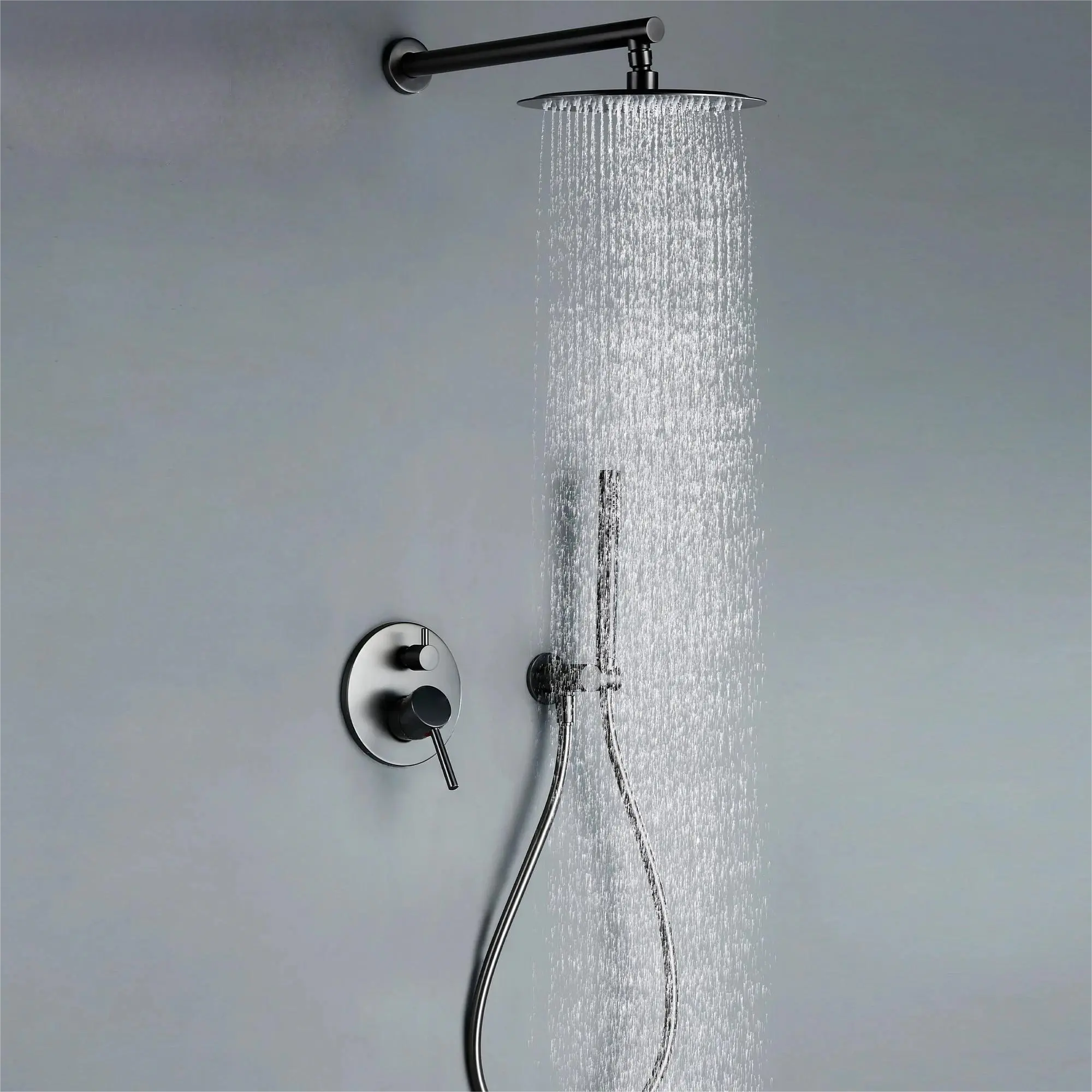 סיטונאי אמבטיה גשם מערכת מיקסר מקלחת מט שחור פליז סמוי ברזי מקלחת אמבטיה סט לחדר רחצה במלון