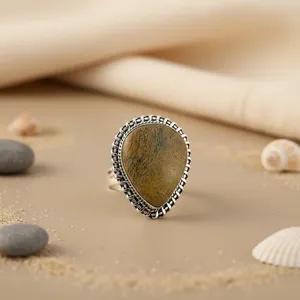 925 Sterling Silver Handmade <b>Ring</b> with <b>Turquoise</b> and Zircon Inlay Rhodium Plated Gemstone Jewelry Gift for Women - Product Image 1