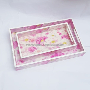 Plateau de service rustique en bois de bambou personnalisé avec poignée - Product Image 2