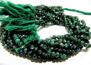 Labradorita recubierta verde 3-4mm Cuentas facetadas redondas Hilo 13 pulgadas de largo - Product Image 2