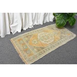 Tapis Turc Classique Vintage Beige Orange Patchwork Design 1.7x3.2ft Laine de Grande Surface avec Support en Latex pour Chambre ou Couloir - Product Image 3