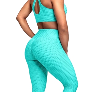 Leggings de gymnastique pour femmes de qualité supérieure été tissu extensible sans couture de couleur unie look de fitness élégant avec soutien du mouvement - Product Image 2