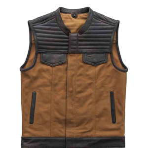 Gilet en cuir pour homme, hiver, boutonné, écologique, coupe-vent, respirant, commande en gros, prix d'usine - Product Image 1