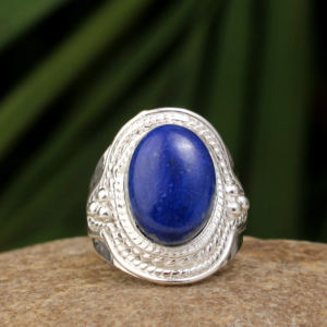 Best Selling Natural Lapis Lazuli Ring 925 Sterling <b>Silver</b> Handmade Gemstone 10x14mm Oval Shape Boho Statement Jewelry Women's - Product Image 1