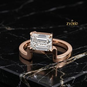 Emerald Cut Moissanite Diamond Engagement <b>Ring</b> 18K Solid Gold Luxury Fine Jewelry Solitaire <b>Ring</b> <b>For</b> Women <b>Men</b> - Product Image 3