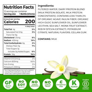 Batido Orgain de 38 g con Alto Contenido de Proteínas, Proteína Aislada de Lácteos, Vainilla, 14 Onzas Líquidas (Paquete de 12) - Product Image 3