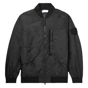 High Quality Canvas Stand Collar Winter High Street Customized Logo Chenille Embroidery Satin Quick Dry Breathable Bomber Jacket - Product Image 1