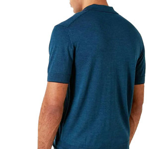 Hombres con estilo abotonado para camisetas transpirable de secado rápido de manga corta de algodón/fibra de bambú tejido de punto personalizable de alta - Product Image 3