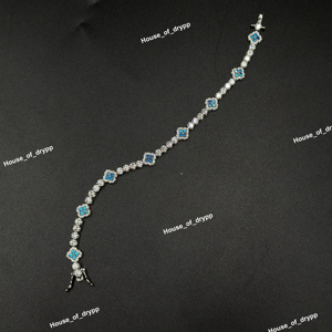 Elegante Pulsera de Tenis con Piedra de Moissanita Azul, Pulsera de Eslabones de Plata para Mujer, Joyería de Lujo con Apariencia de Diamante - Product Image 1