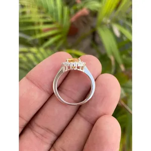 925 Silver Natural Citrine Crystal Ring - Product Image 5