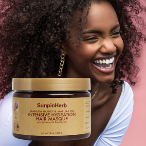 Masque capillaire hydratant intensif au miel de Manuka, traitement revitalisant profond pour cheveux secs, abîmés, bouclés et tressés, soin réparateur. - Product Image 1