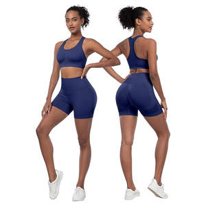 Soutien-gorge de sport Leggings Gym Yoga Set Résistant à l'eau Active Wear Fitness Clothing Solid Ribbed 2-Piece Set Sportswear for Workout - Product Image 6