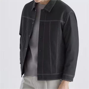 Veste en jean 100% coton de haute qualité pour hommes saison d'hiver style formel avec col rabattu et boutons recouverts tissu en toile - Product Image 2