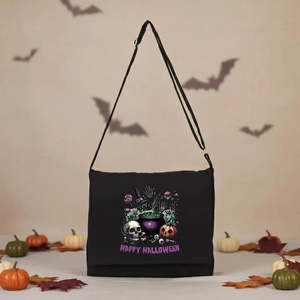 Sacs messager en toile personnalisés pour Halloween, design bohème mignon pour femme, sacs fourre-tout à bandoulière pour la fête des trucs et des fripes, 12 motifs effrayants, en PU et polyester - Product Image 2