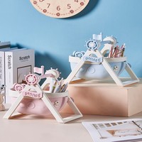 Porte-stylo de bureau moderne à thème bateau pirate nautique - Multifonctionnel, en plastique PP écologique, gain de place, pour l'école