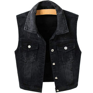 2025 Top Selling Breathable Women's <b>Denim</b> <b>Vest</b> Streetwear Knitted Eco-Friendly Windproof High Quality Cotton Outerwear - Product Image 1