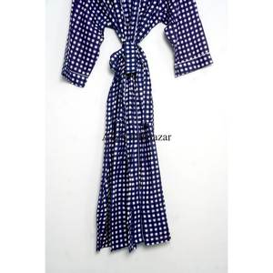 Kimono Vintage Elegante 100% Algodón, Bata Suave y Transpirable para Playa o Dormir, Estampado a Mano, Largo Completo con Cordón Ajustable - Product Image 4