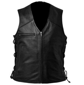 Chaleco Clásico de Cuero Genuino para Hombre, Diseño Personalizado, Chaleco de Motociclista sin Mangas, Venta al por Mayor - Product Image 2