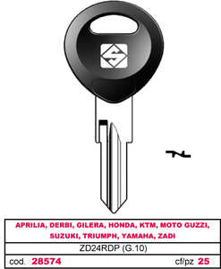Chiave per Auto Asc Zd24rdp (g.Vak 0) Aprilia - Product Image 1