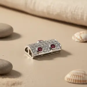 Colgante de Plata con Rubí para Mujer, Estilo Religioso, Joyería con Piedras Preciosas, con Baño de Rodio, Platino, Oro Blanco, Oro Rosa, Dijes, Regalo - Product Image 1