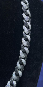 Moissanite Cuban link Chain two tone 925 Stealing Sliver Moissanite diamond Black & White Cuban Chain - Product Image 2