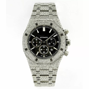 Montre Hip Hop avec mouvement à quartz en moissanite, cadran en verre - Product Image 1