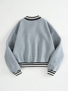 OEM Unisex Varsity <b>Jacket</b> Women's Breathable Letterman <b>Jacket</b> Custom Embroidery <b>Quilted</b> Leather Sleeves Long Nylon Spandex - Product Image 2