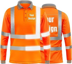 เสื้อโปโลสำหรับผู้ชายและผู้หญิง, เสื้อเชิ๊ตผู้ชายเสื้อเชิ๊ตแขนยาวคอกลมแถบสะท้อนแสงมองเห็นได้ชัด - Product Image 4