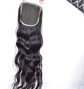 Remy Indian Virgin Hair Extensions Light Color Raw Indian Temple Single Donor Long Hair 4*4 HD <b>Lace</b> <b>Closure</b> Wavy Human Hair - Product Image 2