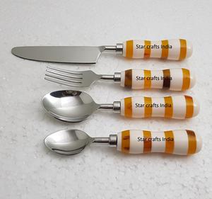 Ensemble cuillère et fruits Good Look couverts de cuisine en acier inoxydable avec cuillère fourchette et couteau plaqué rose lot de 3 - Product Image 5