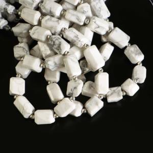 Cuentas facetadas de howlita natural, cuentas de howlita blancas en hebra de 7x9-8x11 mm, cuentas de piedras preciosas sueltas para la fabricación de joyas y manualidades DIY. - Product Image 4
