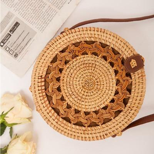 Elegant and Durable <b>Wicker</b> round Cross <b>Bags</b> for Fashion-Conscious Women Made in Viet Nam Floral Style - Product Image 3