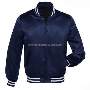 Ready Stock Navy Baseball Satin Vintage Eco-Friendly Handmade Breathable Waterproof <b>Lightweight</b> Unisex Bomber <b>Jackets</b> for Casual - Product Image 1