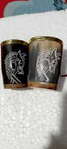 Polished Buffalo Horn Drinking <b>Glass</b> Christmas Beverage <b>Set</b>-Waterproof Horn Cup for Wine Coffee <b>Beer</b> India - Product Image 5