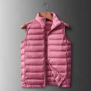 Logo personnalisé hommes col montant toile gilet bouffant fermeture à glissière gilet avant pour les activités de plein air coton matériel - Product Image 6