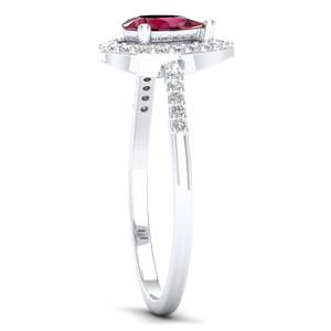 Bague en or massif 14 carats avec pierre précieuse rubis taille poire de 0,5 carat, prix de gros REYES, certifiée GRA, bijoux en moissanite pour femmes - Product Image 3