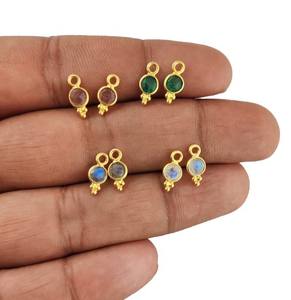 Colgante de Plata de Ley 925 con Bisel de Cuarzo Fresa y Baño de Oro Vermeil, 4mm, Regalo - Product Image 3