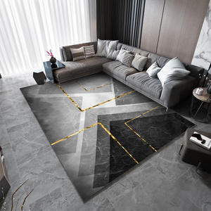 Tapis de sol en polaire cristalline de luxe, extra large, motif abstrait personnalisé, tapis moderne avec support antidérapant pour la maison, pour suite parentale - Product Image 6