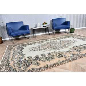 Tapis vintage 5,4 x 8,8 pieds, grand tapis turc, tapis en laine marron à motifs floraux - Product Image 2