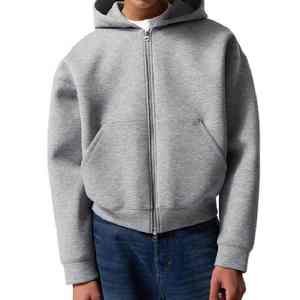 OEM lujo Zip up Hoodie 100% algodón 600gsm French Terry Heavyweight Plain Zip up Hoodie - Product Image 6