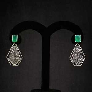 ต่างหูเงินแท้ลายฉลุซีนียาคุณภาพสูง งานแฮนด์เมด ระยิบระยับ ดีไซน์อินเดีย ขายดี - Product Image 1