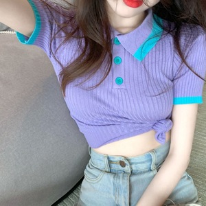 เสื้อยืดโชว์สะดือของผู้หญิงทรงสลิมมิ่งด้านหน้าสำหรับฤดูร้อนออกแบบโลโก้ตามสมัยนิยมด้วยผ้าฝ้ายเป็นมิตรกับสิ่งแวดล้อม - Product Image 2