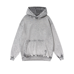 Sudadera con capucha de lana bordada de invierno para hombre de algodón 100% desgastada personalizada High Street Style Oversized Acid Washed - Product Image 4