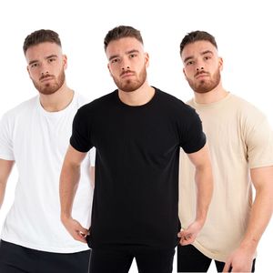 Camiseta Casual de Manga Corta para Hombre, Mezcla de Poliéster/Algodón, Cuello Redondo, Diseño Personalizado, Antiarrugas, Secado Rápido, Estampado Sólido - Product Image 1