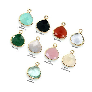 Colgantes de piedra natal de lágrima chapados en plata, abalorios de bisel facetados de 12mm para enero a diciembre, piedras de nacimiento, fabricación de joyas hechas a mano - Product Image 4