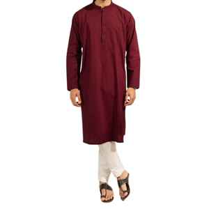 ชุดเสื้อผ้าอิสลามแบบยาวสำหรับผู้ชาย แพคีสถาน ชัลวาร์ คามีซ ระบายอากาศได้ดี ไม่ยับ ดีไซน์คอจีน ไซส์ใหญ่ ผ้าโพลีเอสเตอร์/คอตตอน - Product Image 1