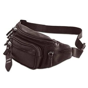 Men's Heavy Duty Leather Waist <b>Belt</b> Bum Bag with Zipper Closure <b>Travel</b>-Friendly Hip Pouch <b>Money</b> Purse - Product Image 4